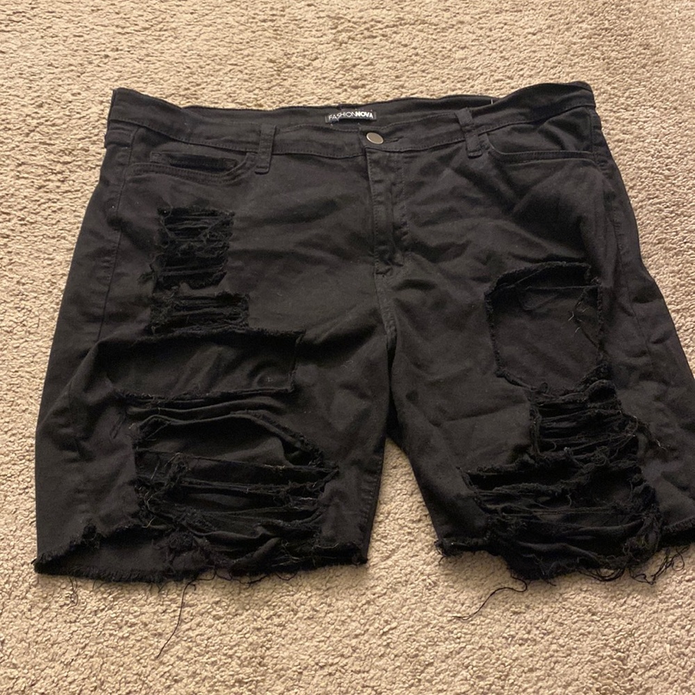 Black Distressed Shorts